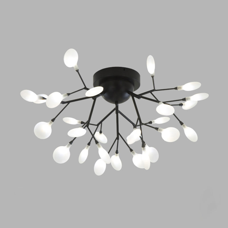Firefly Shade LED Semi Flush Postmodern Firefly Living Room Ceiling Mount Chandelier