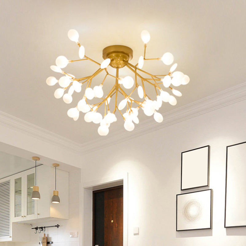Firefly Shade LED Semi Flush Postmodern Firefly Living Room Ceiling Mount Chandelier