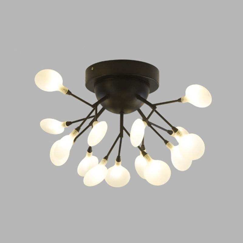 Firefly Shade LED Semi Flush Postmodern Firefly Living Room Ceiling Mount Chandelier