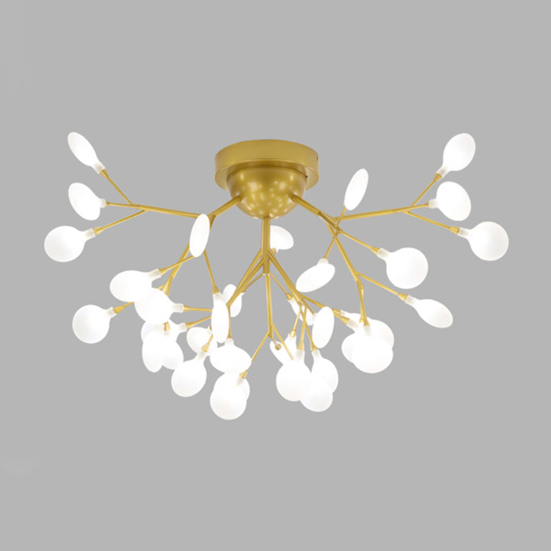 Firefly Shade LED Semi Flush Postmodern Firefly Living Room Ceiling Mount Chandelier