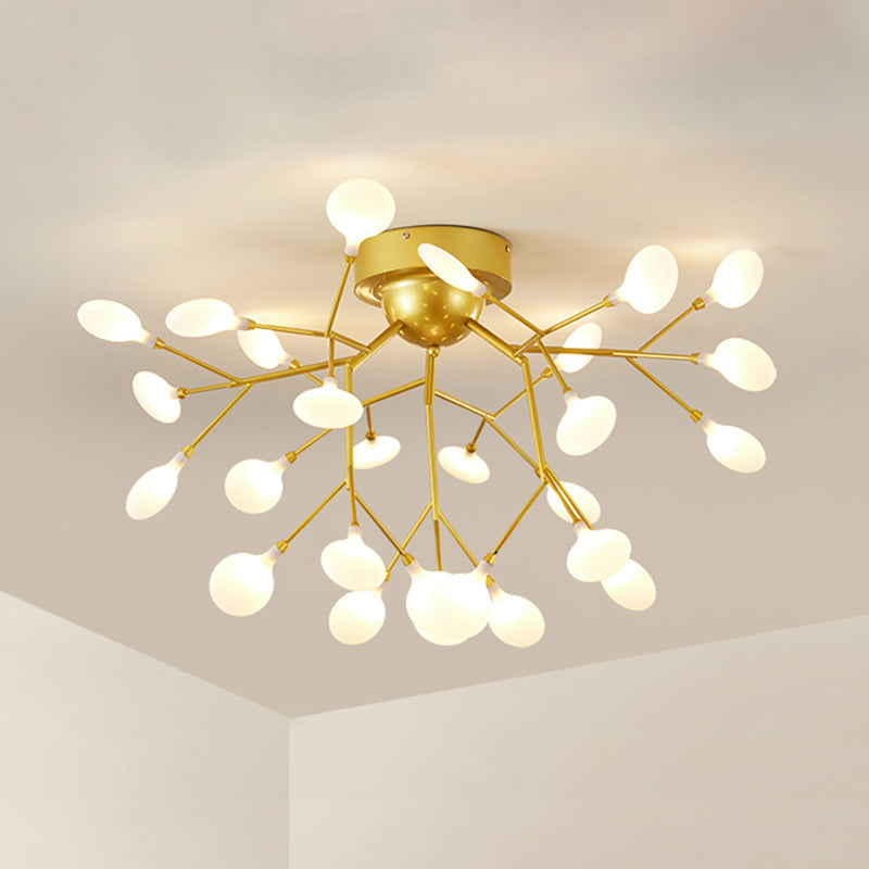 Firefly Shade LED Semi Flush Postmodern Firefly Living Room Ceiling Mount Chandelier