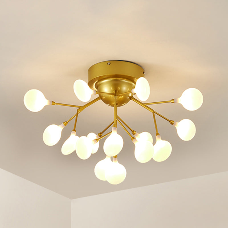Firefly Shade LED Semi Flush Postmodern Firefly Living Room Ceiling Mount Chandelier