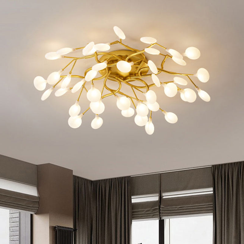 Branche d'arbre salon LED semi-encastré lumière métallique post-moderne lustre encastrable avec abat-jour luciole