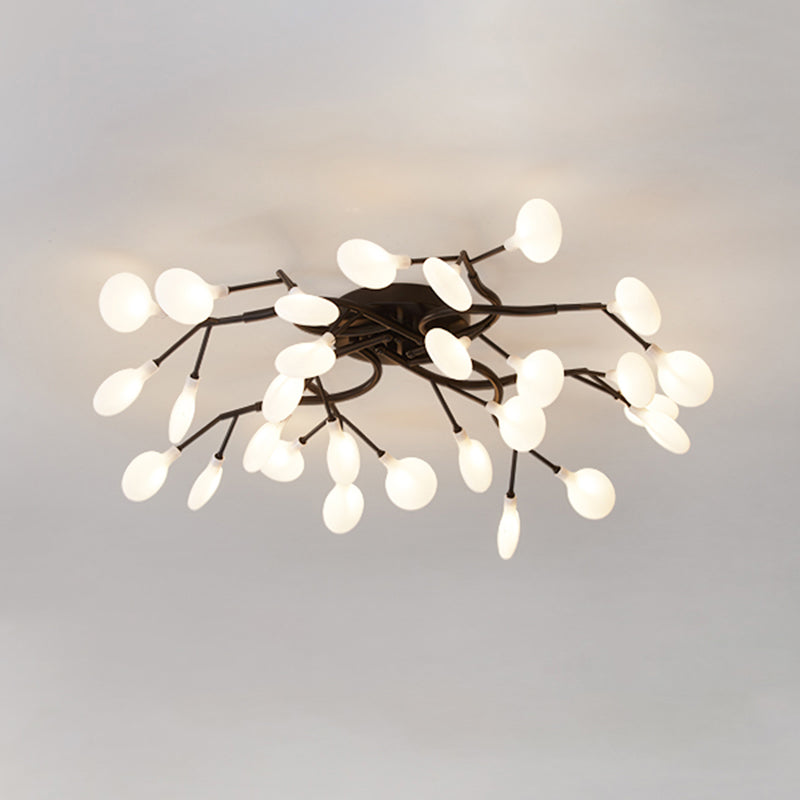 Branche d'arbre salon LED semi-encastré lumière métallique post-moderne lustre encastrable avec abat-jour luciole