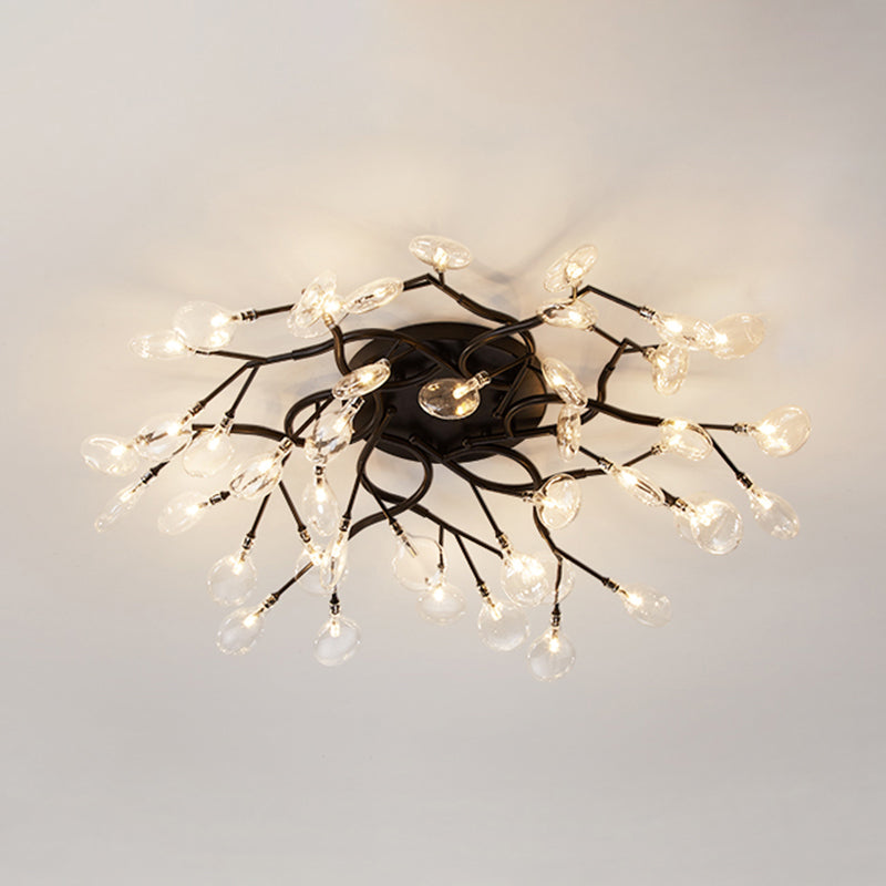 Branche d'arbre salon LED semi-encastré lumière métallique post-moderne lustre encastrable avec abat-jour luciole
