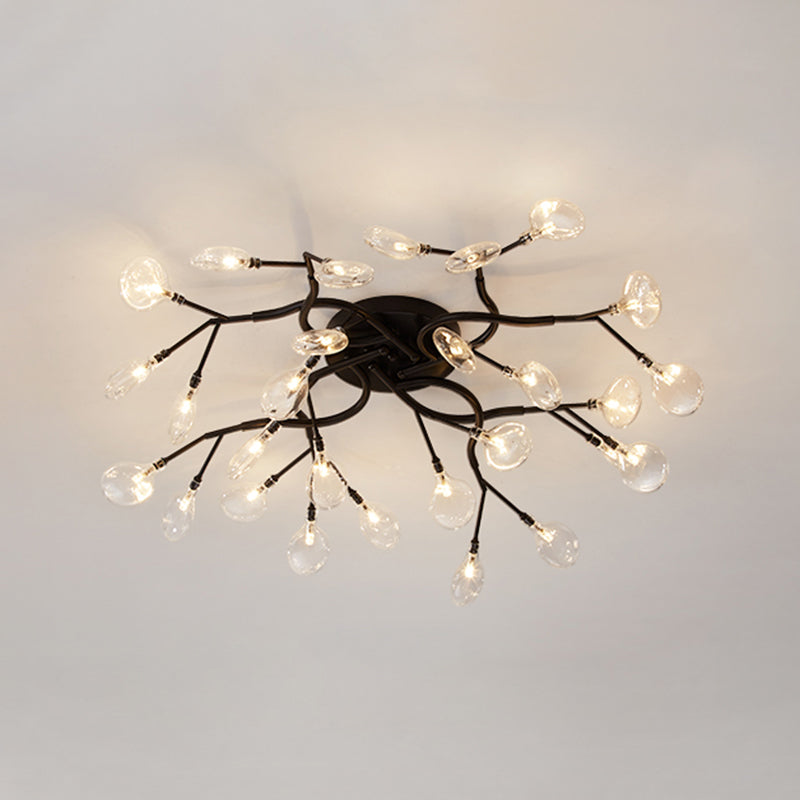 Branche d'arbre salon LED semi-encastré lumière métallique post-moderne lustre encastrable avec abat-jour luciole