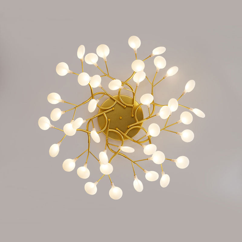 Branche d'arbre salon LED semi-encastré lumière métallique post-moderne lustre encastrable avec abat-jour luciole