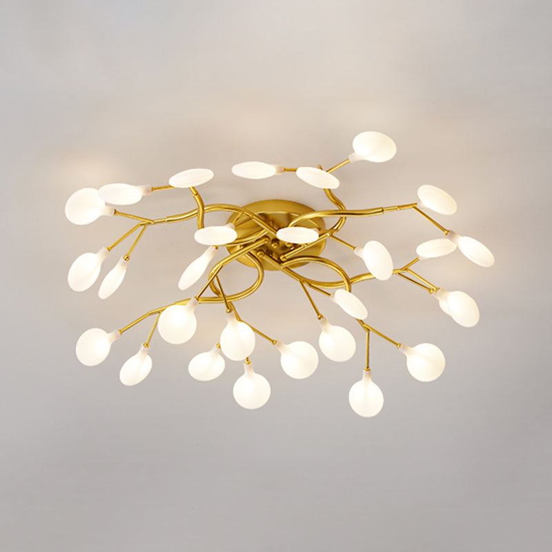 Branche d'arbre salon LED semi-encastré lumière métallique post-moderne lustre encastrable avec abat-jour luciole