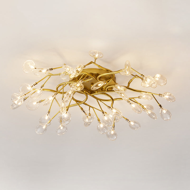 Branche d'arbre salon LED semi-encastré lumière métallique post-moderne lustre encastrable avec abat-jour luciole