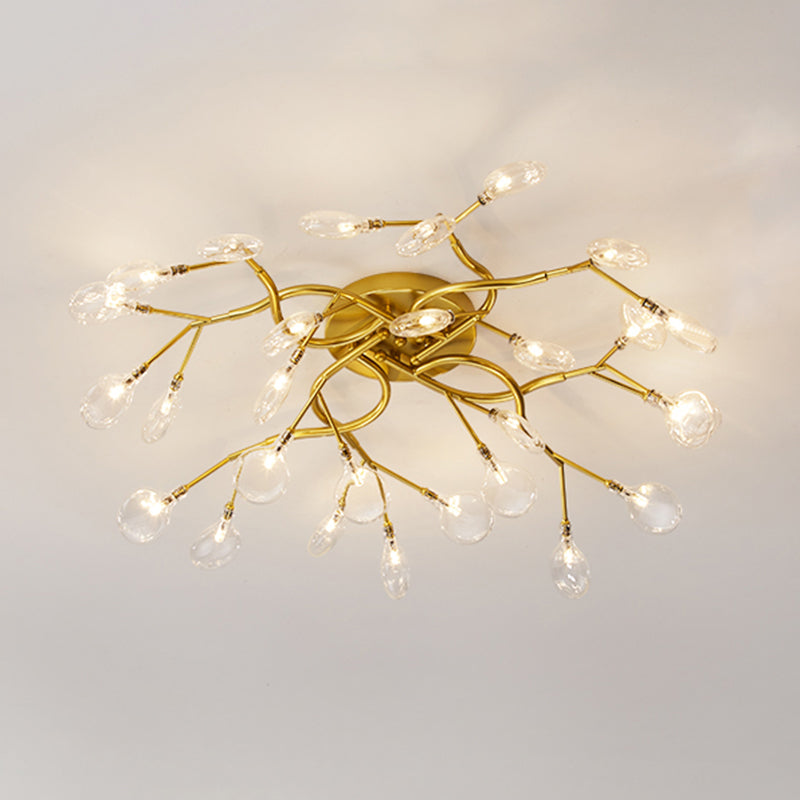 Branche d'arbre salon LED semi-encastré lumière métallique post-moderne lustre encastrable avec abat-jour luciole