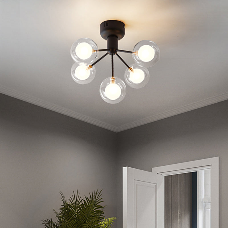 Globe Flush Mount Light Minimalist Clear Glass Corridor Semi -LED -Flush -Chandelier