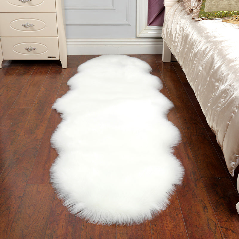 Casual Living Room Rug Multi Color Plain Area Carpet Faux Fur Non-Slip Backing Indoor Rug