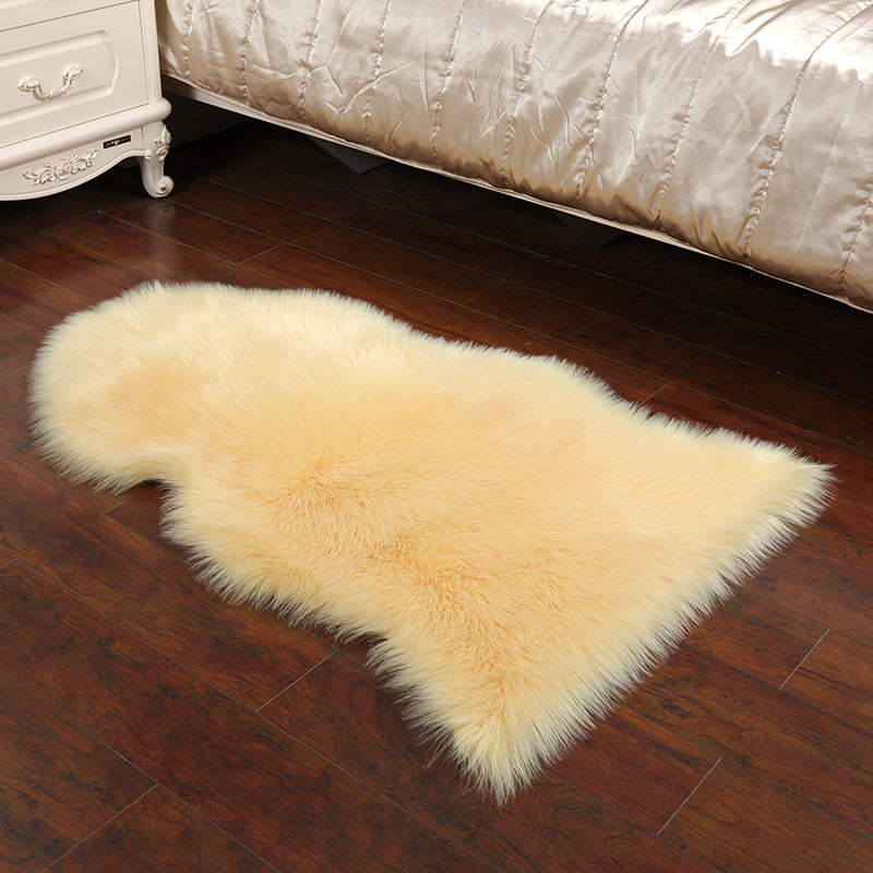 Casual Living Room Rug Multi Color Plain Area Carpet Faux Fur Non-Slip Backing Indoor Rug