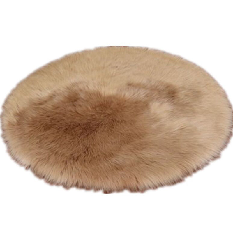 Casual Living Room Rug Multi Color Plain Area Carpet Faux Fur Non-Slip Backing Indoor Rug