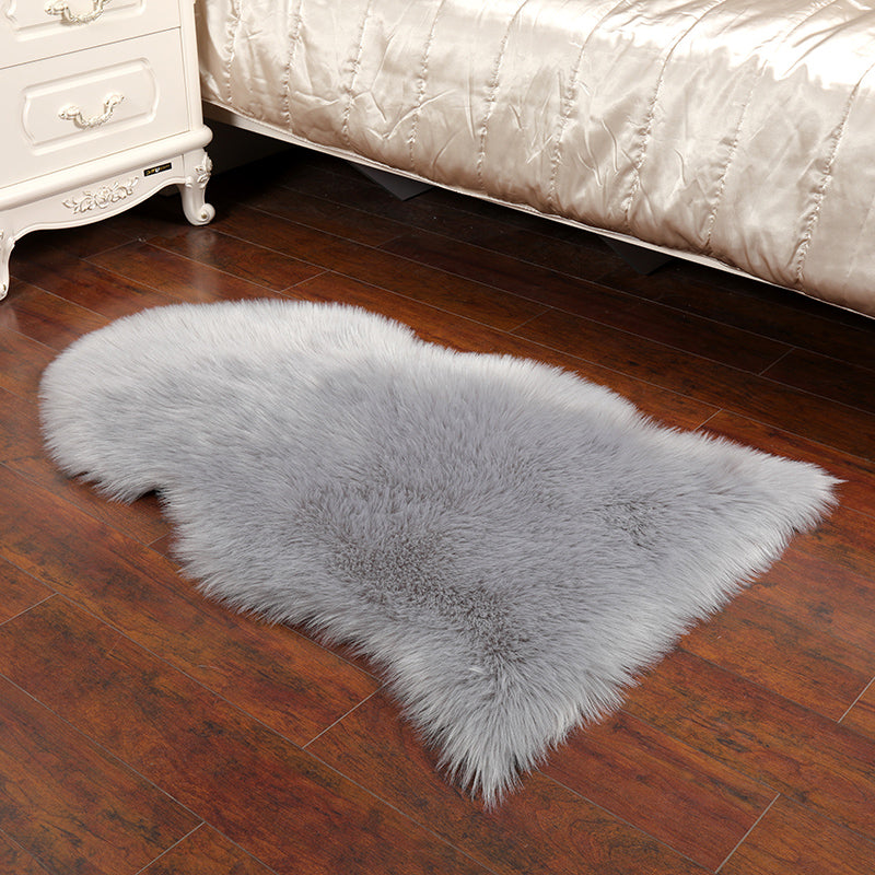 Casual Living Room Rug Multi Color Plain Area Carpet Faux Fur Non-Slip Backing Indoor Rug