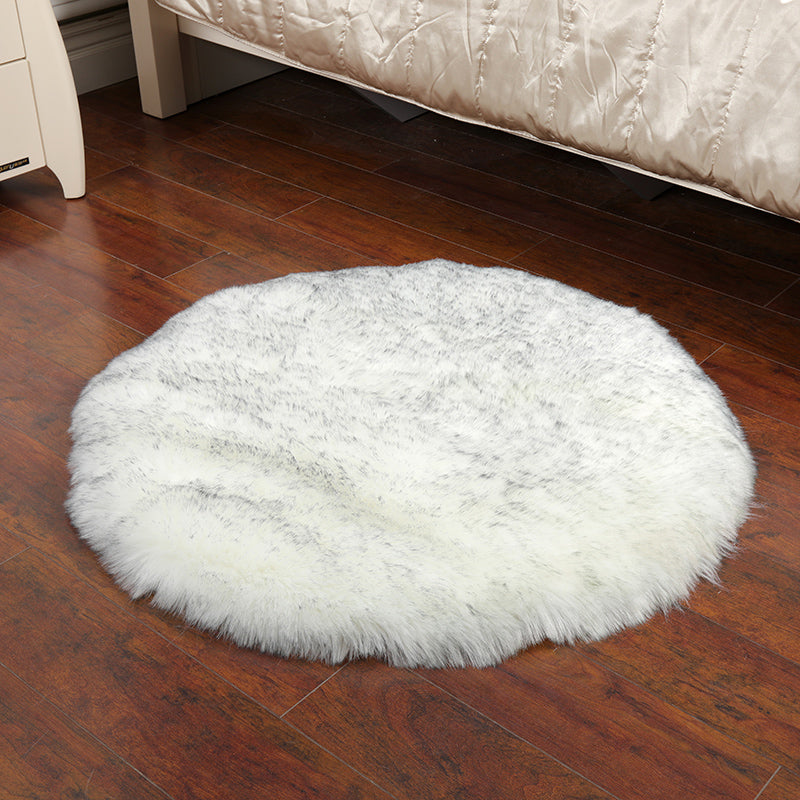 Casual Living Room Rug Multi Color Plain Area Carpet Faux Fur Non-Slip Backing Indoor Rug