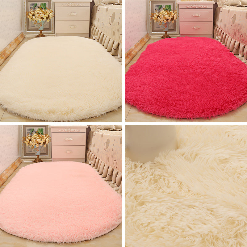 Multi-Color Living Room Rug Nordic Plain Area Carpet Faux Wool Non-Slip Backing Easy Care Rug