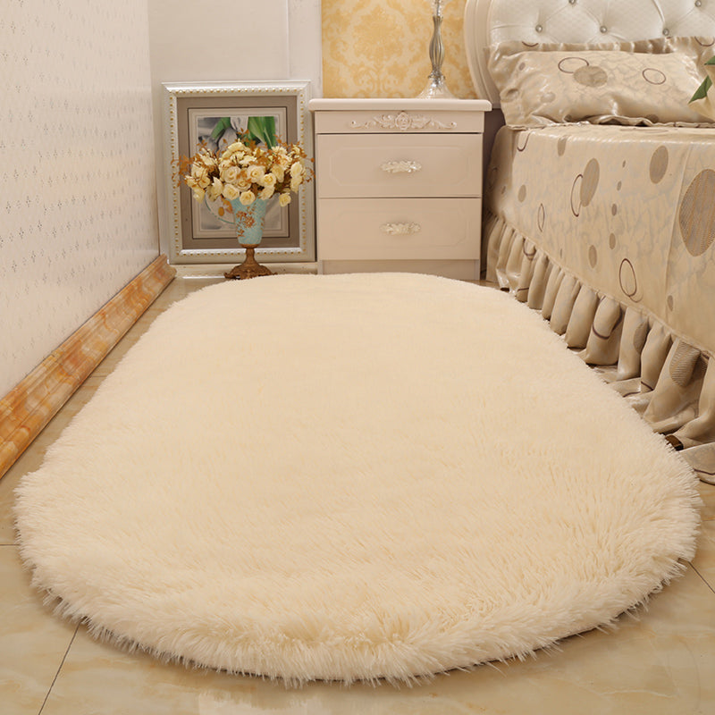 Multi-Color Living Room Rug Nordic Plain Area Carpet Faux Wool Non-Slip Backing Easy Care Rug