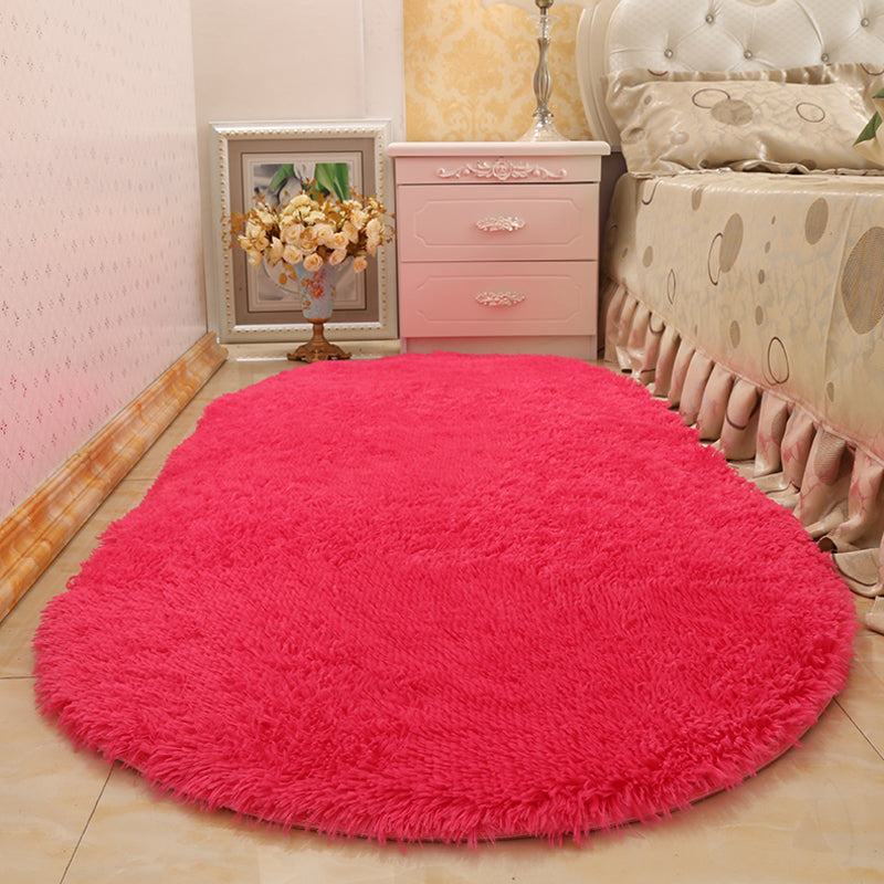 Multi-Color Living Room Rug Nordic Plain Area Carpet Faux Wool Non-Slip Backing Easy Care Rug