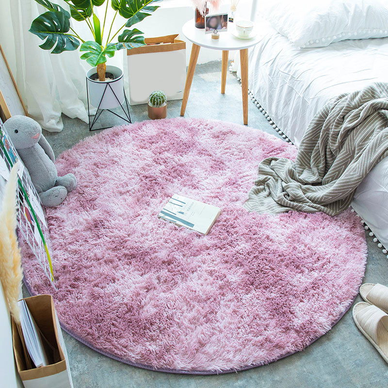 Multi-Color Tie Dye Pattern Rug Faux Fur Relaxing Area Carpet Pet Friendly Non-Slip Rug for Bedroom