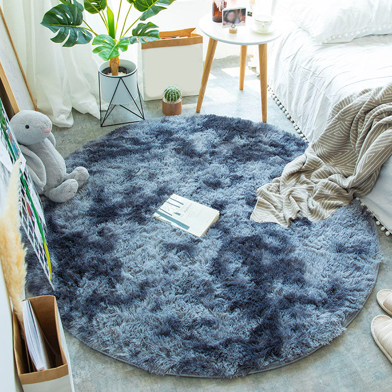 Multi-Color Tie Dye Pattern Rug Faux Fur Relaxing Area Carpet Pet Friendly Non-Slip Rug for Bedroom