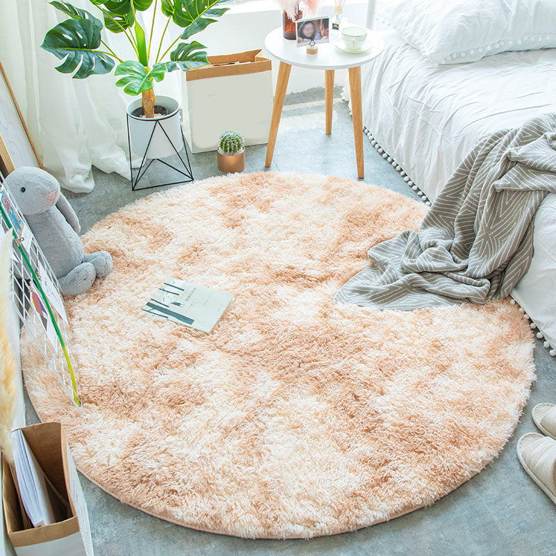 Multi-Color Tie Dye Pattern Rug Faux Fur Relaxing Area Carpet Pet Friendly Non-Slip Rug for Bedroom
