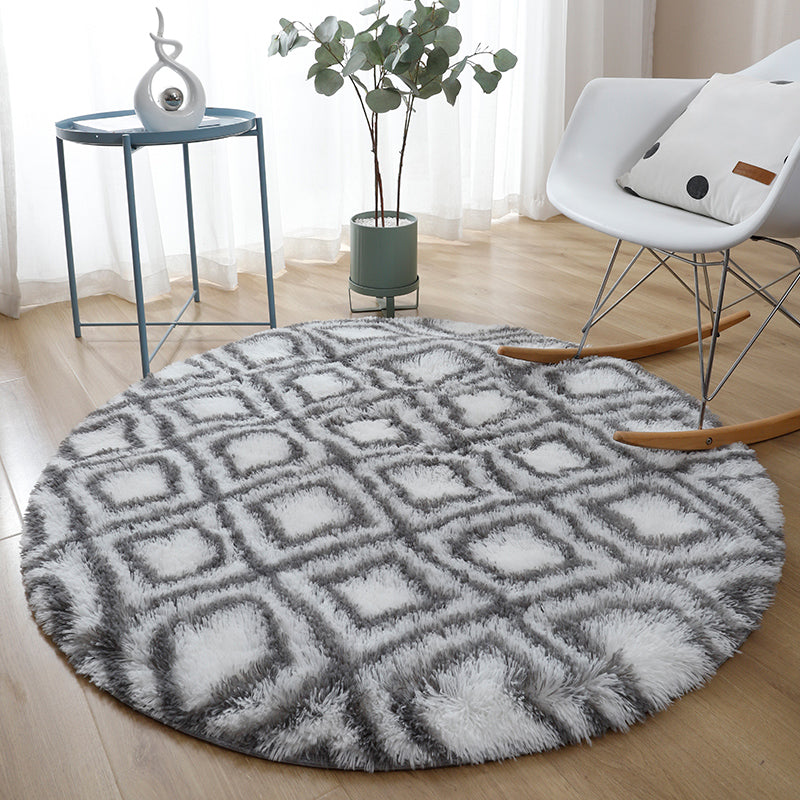 Lässiger Heimdekor-Teppich, mehrfarbiger Teppich mit Batikmuster, Kunstwolle, waschbarer Teppich mit rutschfester Rückseite