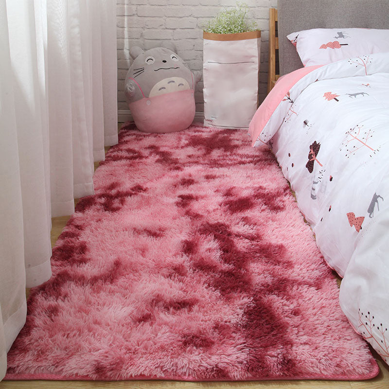 Tapis occidental uni multicolore en fausse laine, tapis d'intérieur lavable et antidérapant pour chambre à coucher