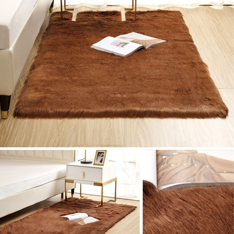Natural Solid Color Rug Multi Color Fluffy Carpet Easy Care Machine Washable Area Rug for Bedroom