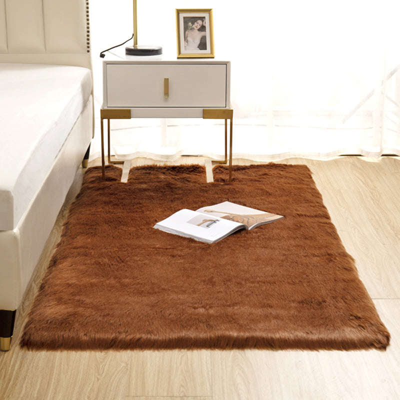 Natural Solid Color Rug Multi Color Fluffy Carpet Easy Care Machine Washable Area Rug for Bedroom
