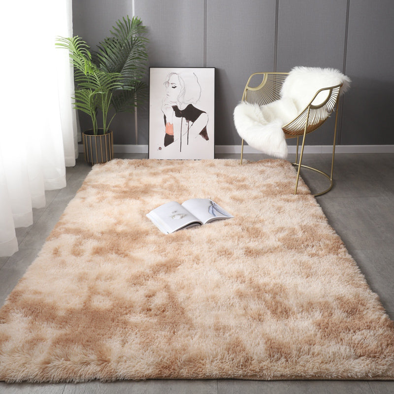 Nordic Living Room Rug Multi Color Plain Carpet Shag Anti-Slip Backing Machine Washable Rug