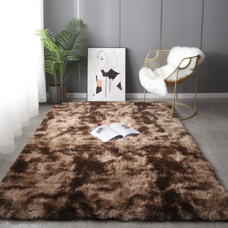 Nordic Living Room Rug Multi Color Plain Carpet Shag Anti-Slip Backing Machine Washable Rug