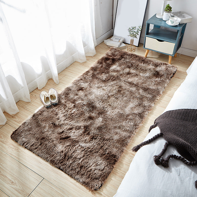 Einfacher Teppich mit Batikmuster, mehrfarbiger Shag-Bereichsteppich, rutschfeste Rückseite, pflegeleichter Teppich zur Dekoration