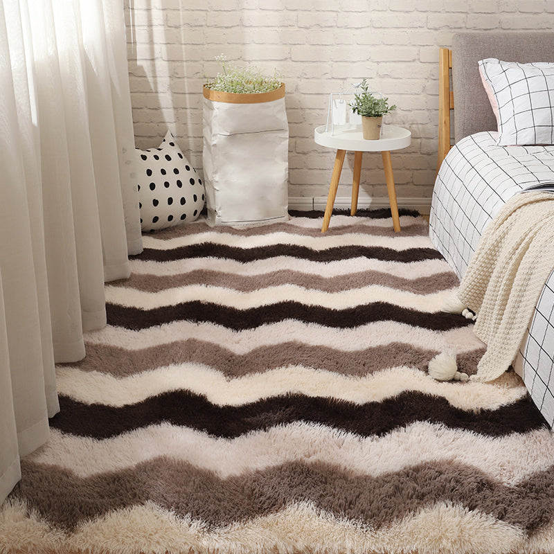 Tapijt met veelkleurige strepenprint, kunstwol, relaxruimtetapijt, antislip, diervriendelijk tapijt voor decoratie