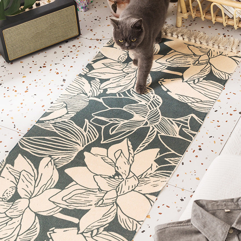 Nostalgia Tribal Pattern Rug Multi Colored Synthetics Area Rug Pet Friendly Easy Care Carpet with Fringe for Bedroom