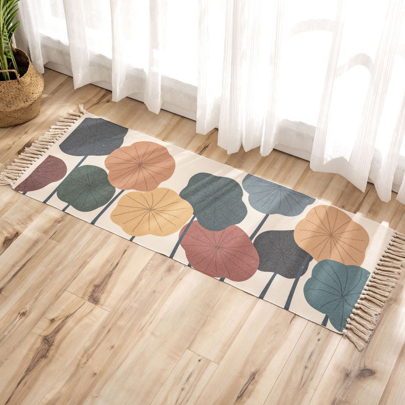 Nostalgia Tribal Pattern Rug Multi Colored Synthetics Area Rug Pet Friendly Easy Care Carpet with Fringe for Bedroom
