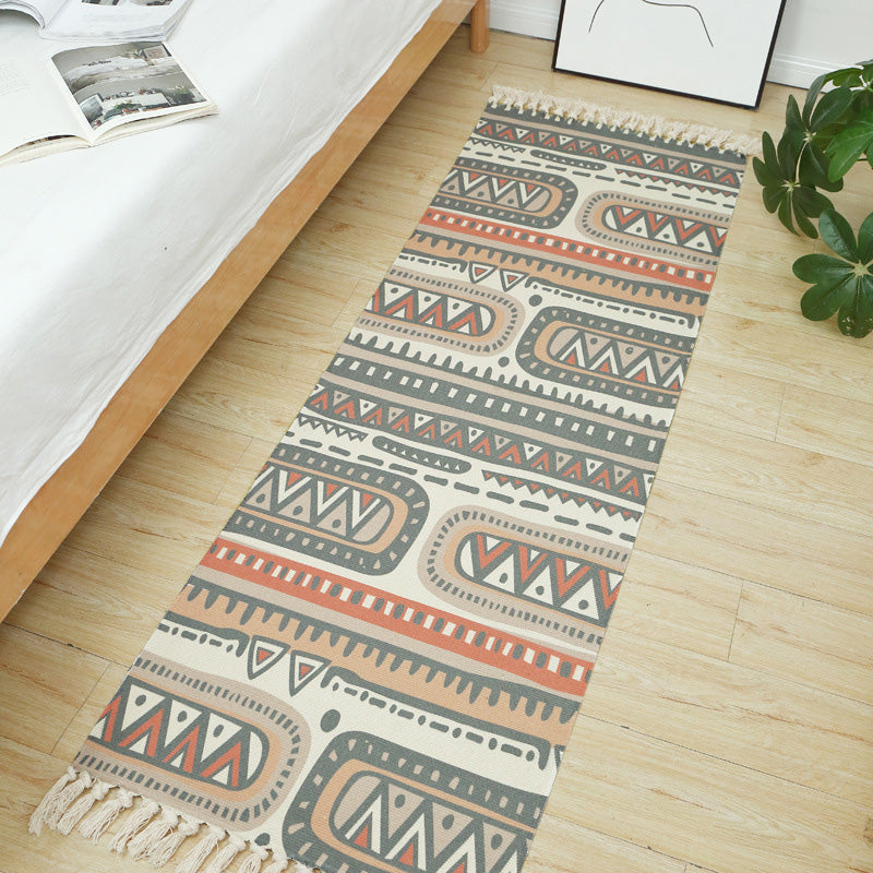 Mehrfarbiger Vintage-Rug-Teppich-Baumwoll-Mischung Stammes gemustertes Fläche Teppich waschbarer fleckresistenter Teppich mit Quasten für Raum