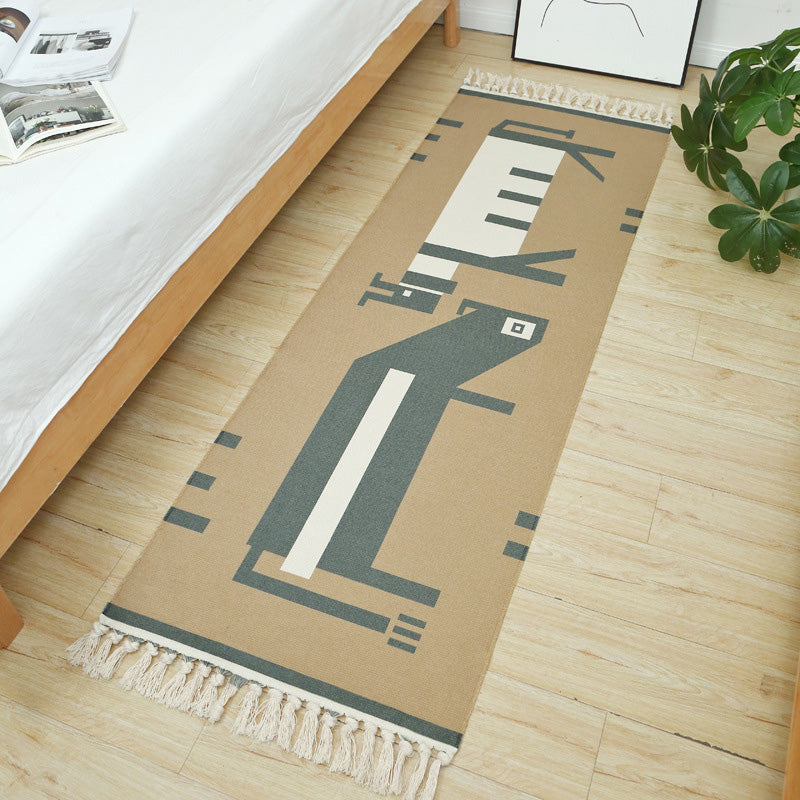 Mehrfarbiger Vintage-Rug-Teppich-Baumwoll-Mischung Stammes gemustertes Fläche Teppich waschbarer fleckresistenter Teppich mit Quasten für Raum