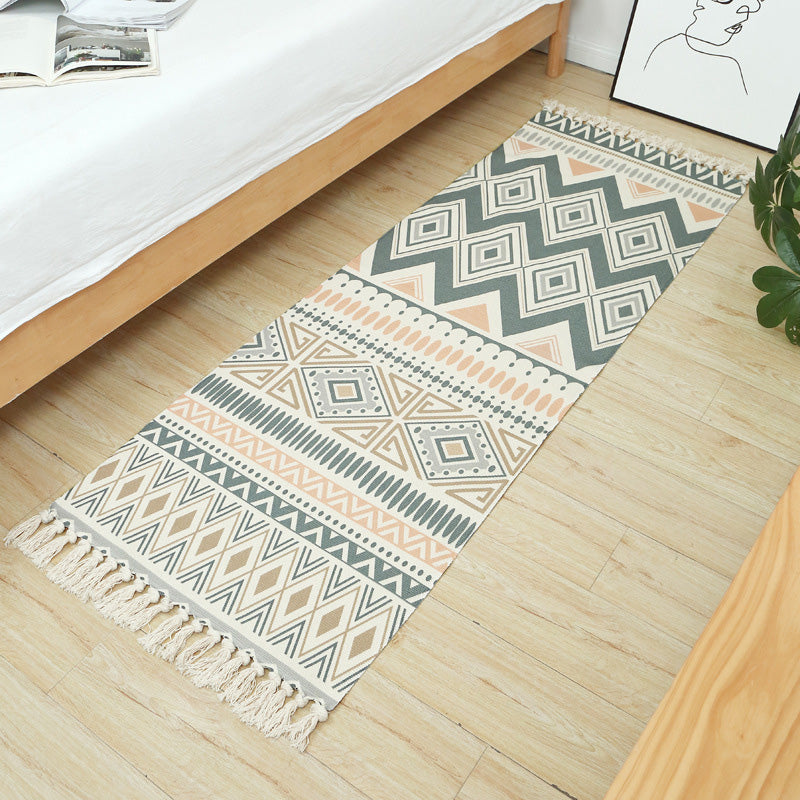 Mehrfarbiger Vintage-Rug-Teppich-Baumwoll-Mischung Stammes gemustertes Fläche Teppich waschbarer fleckresistenter Teppich mit Quasten für Raum