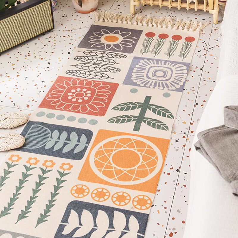 Vintage-Boho-Teppich mit mehrfarbigem Geo-Muster, maschinenwaschbarer, schmutzabweisender Teppich mit Fransen für den Raum