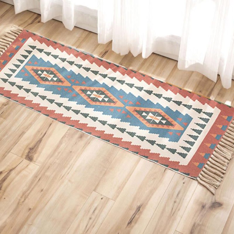 Vintage-Boho-Teppich mit mehrfarbigem Geo-Muster, maschinenwaschbarer, schmutzabweisender Teppich mit Fransen für den Raum