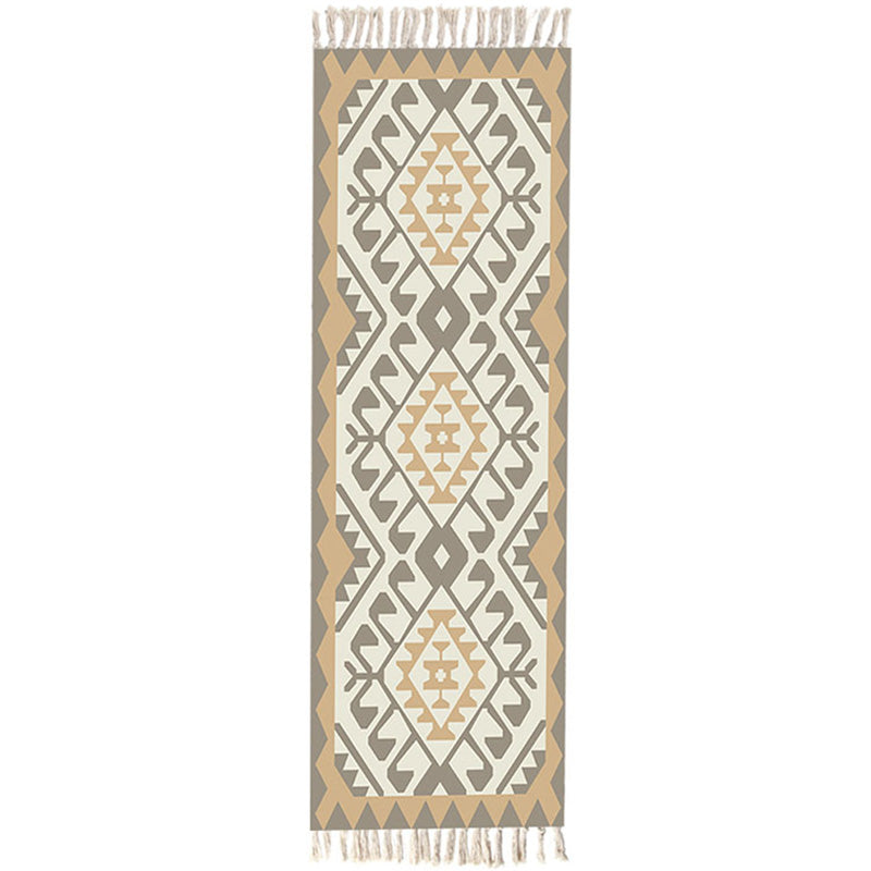 Moroccan Room Rug Multi-Color Tribal Totem Rug Cotton Blend Washable Hand Twisted Carpet with Tassel