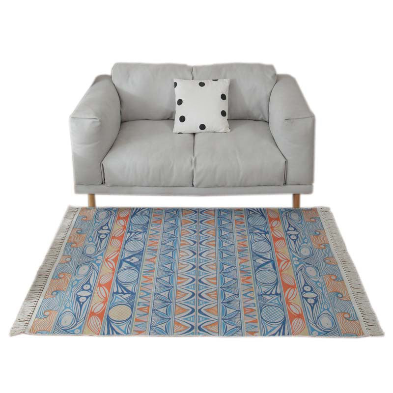 Tapis de décoration de décoration de maison marocaine multi-couleurs multi-couleurs Tottem en coton Mélange de coton facile à cuire en soins avec frange