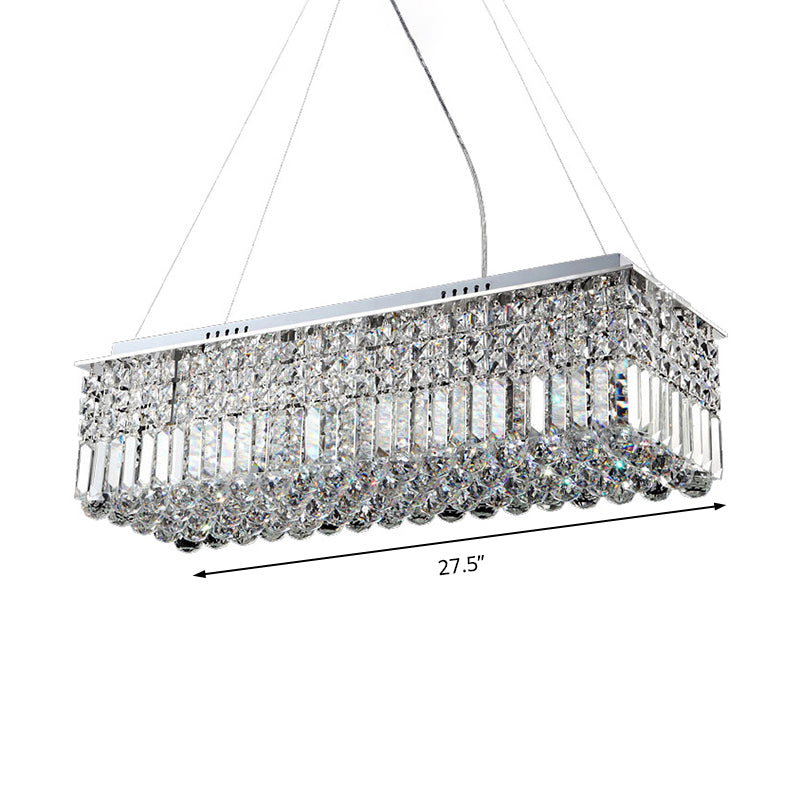 8 luci Luce lampadario soggiorno con rettangolo Crystal Shade MODER CHROME CHROME APPLICA