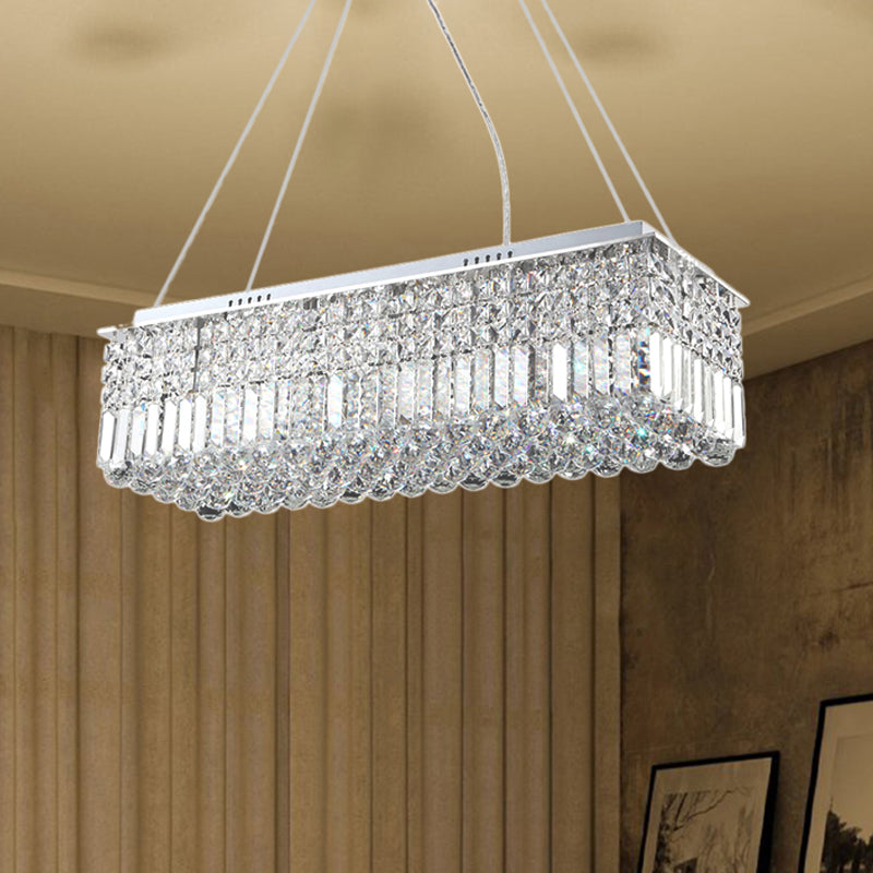 8 luci Luce lampadario soggiorno con rettangolo Crystal Shade MODER CHROME CHROME APPLICA