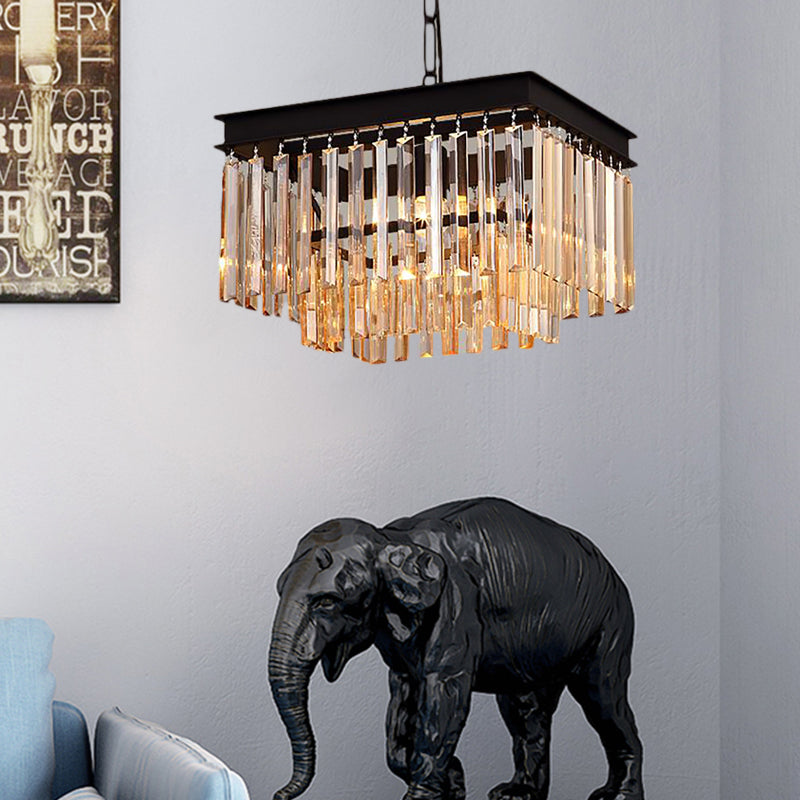 Zwart kubieke hanglamp Modern 1 licht rechthoekig gesneden kristalhangende verlichtingsarmatuur