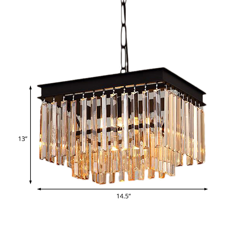Zwart kubieke hanglamp Modern 1 licht rechthoekig gesneden kristalhangende verlichtingsarmatuur