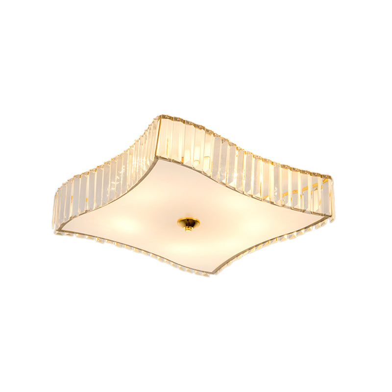 Luz de montaje de montaje cuadrado Luz de techo LED de oro de cristal moderno para dormitorio con difusor acrílico