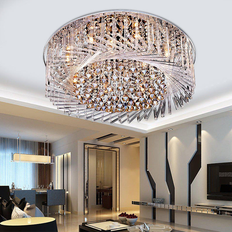 Drum-plafondlamp Eigentijds kristal LED-chroom inbouwlicht, 23,5"/31,5" breed