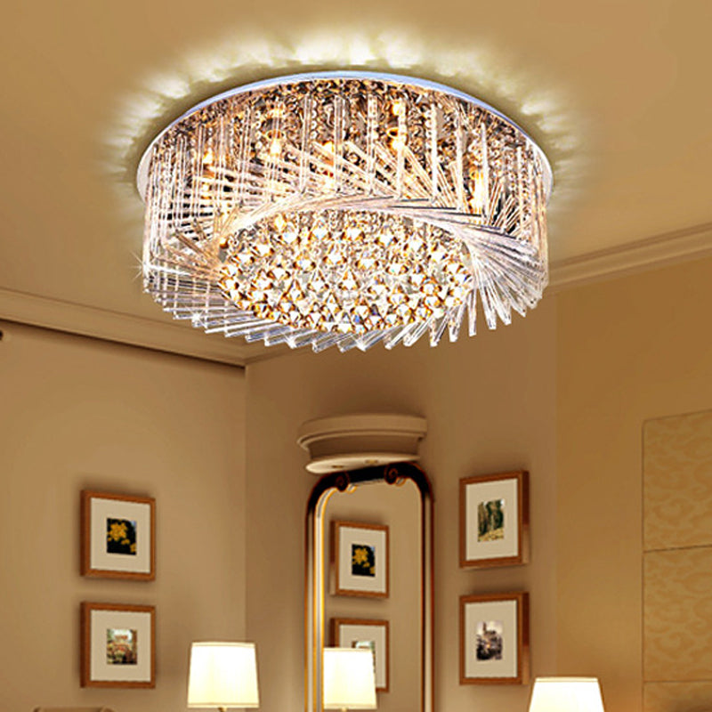 Drum-plafondlamp Eigentijds kristal LED-chroom inbouwlicht, 23,5"/31,5" breed
